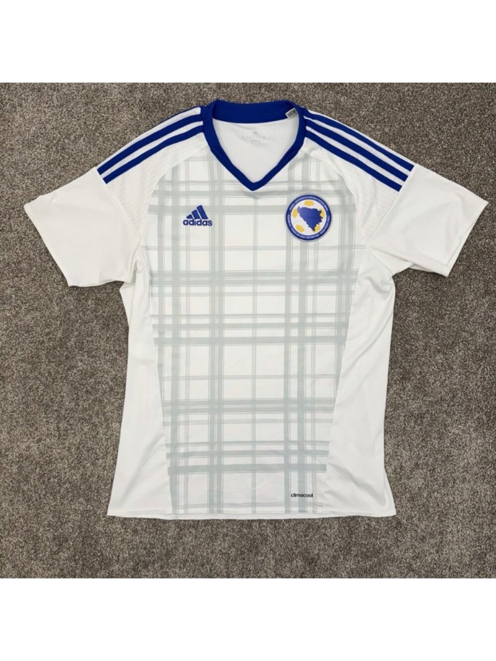 adidas Men's Bosnia and Herzegovina National Soccer Jersey Size M White Blue EUC - Picture 2 of 11